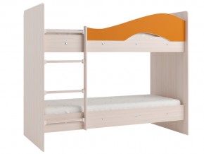 Кровать 2-х ярусная Мая на латофлексах млечный дуб, оранжевая в Кизеле - kizel.magazinmebel.ru | фото