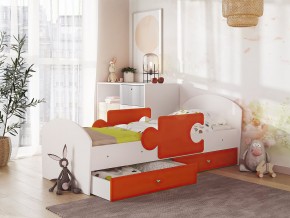 Кровать Мозаика с ящиком и бортиками на ламелях белый-оранж в Кизеле - kizel.magazinmebel.ru | фото
