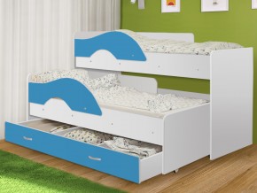 Кровать выкатная Радуга с ящиком 80х160 белая-голубой в Кизеле - kizel.magazinmebel.ru | фото